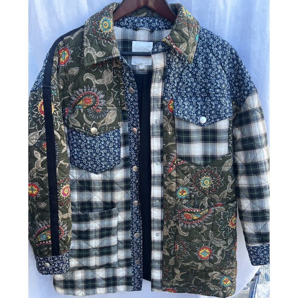 Avec les Filles Quilted Patchwork Barn  Coat Size Medium Paisley Anthropology